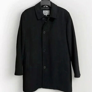 Cardinal of Canada Mens Jacket Medium Black Wool Blend Quilted Full Zip Overcoat